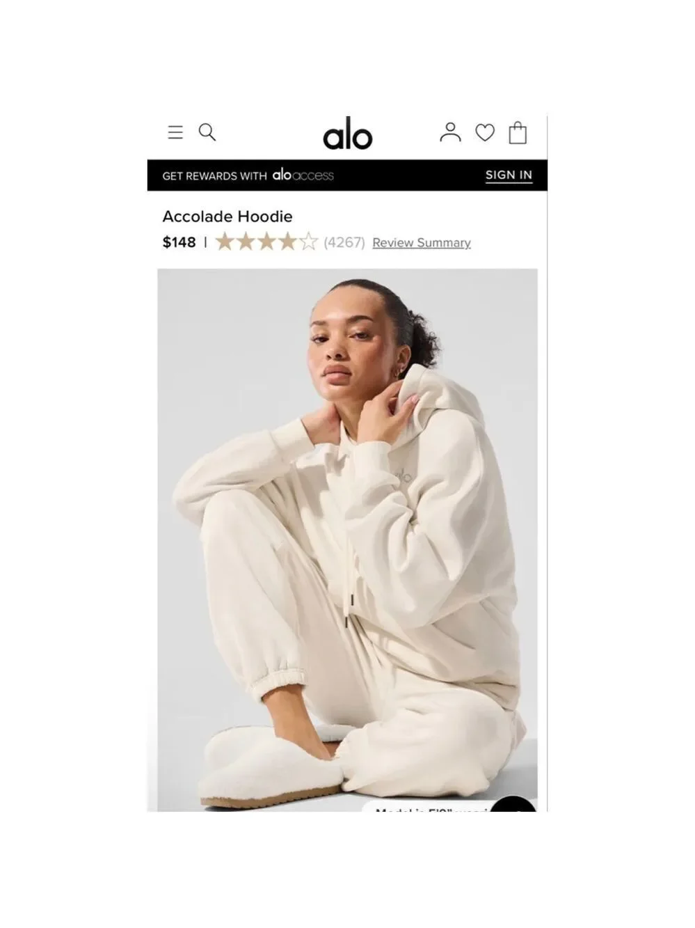 NWT Alo Yoga Accolade Hoodie L Ivory